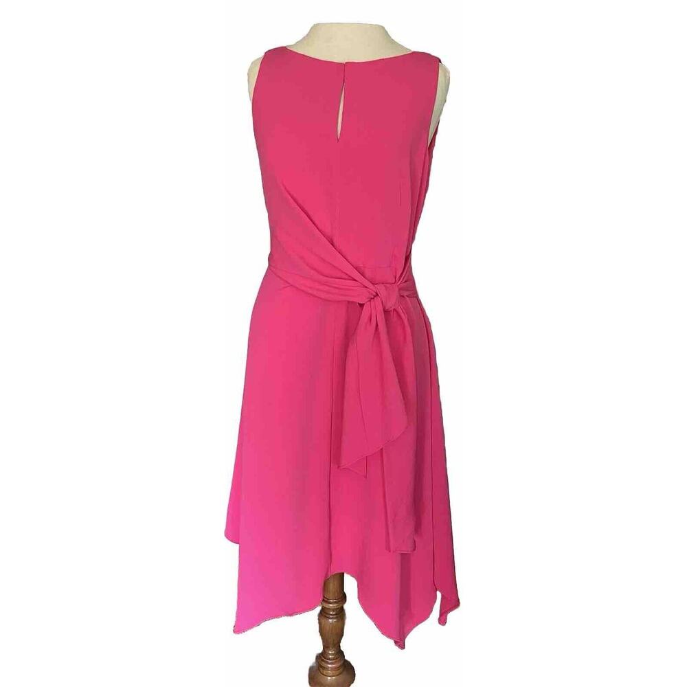 Karl Lagerfeld NWOT Midi Dress‎ Sz 2 Pink Front Tie High/Low Fit and Flare
